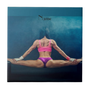 Female Fitness-modell - uppdelad Thunder_Cove Kakelplatta