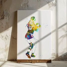 Female Flag Football Player Canvastryck