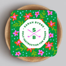 Female Golf Instructor Golf Pro Blommigt Monogram 