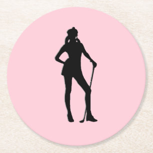 Female Golf Rosa Sport Underlägg Papper Rund