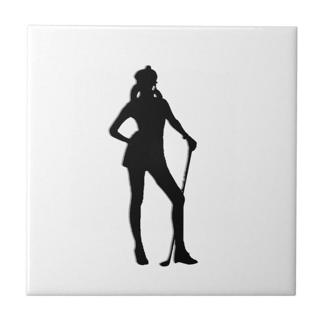 Female Golfer Ceramic Tile Kakelplatta (Framsidan)