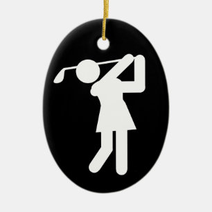 Female Golfer - Woman Golf Symbol Julgransprydnad Keramik