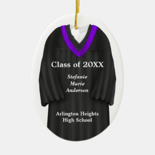 Female Grad Gown Black och Lila Ornament