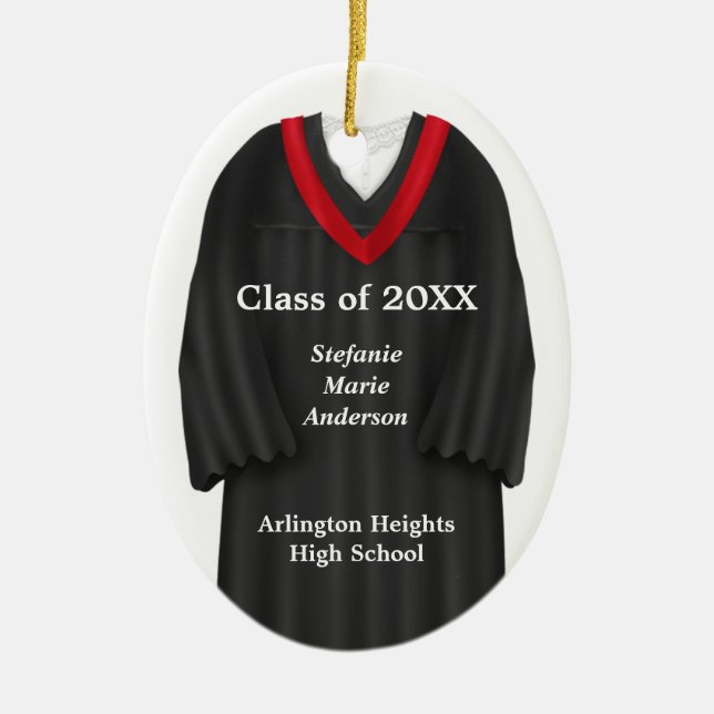 Female Grad Gown Black och Red Ornament (Framsidan)