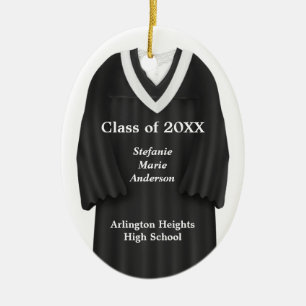 Female Grad Gown Black och White Ornament