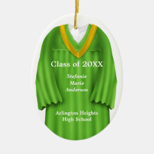 Female Grad Gown Grönt och Guld Ornament