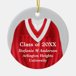 Female Grad Gown Red and White Ornament