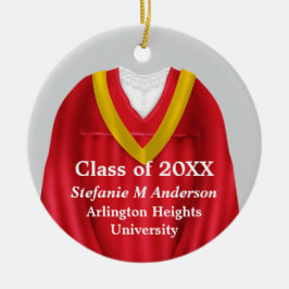 Female Grad Gown Red och Guld Ornament