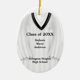 Female Grad Gown White och Black Ornament