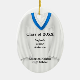 Female Grad Gown White och Blue Ornament
