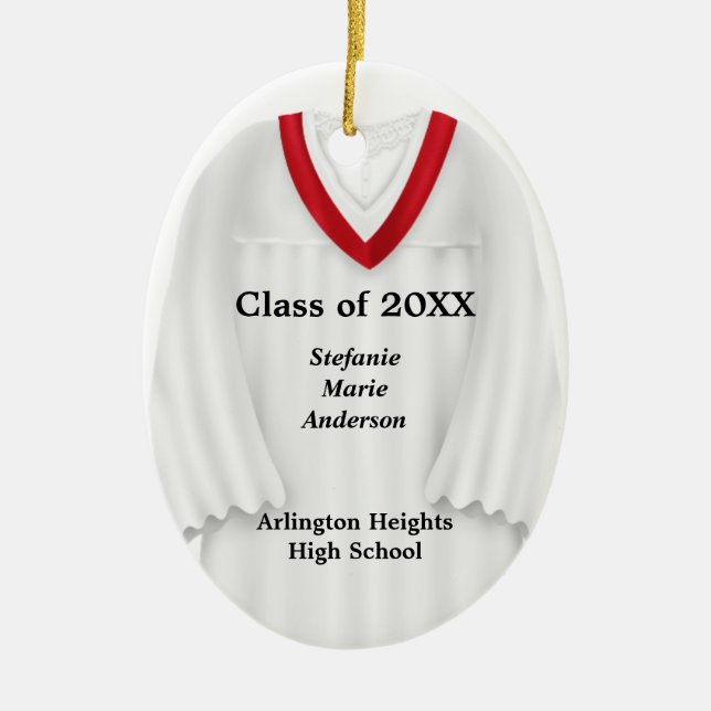 Female Grad Gown White och Red Ornament (Framsidan)