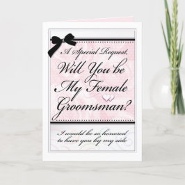 Female Groomsman Wedding Elegant Roses and Hearts Kort