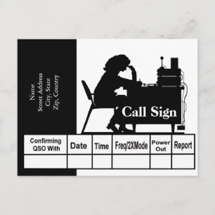 Female Ham Radio Operator Silhouette QSL-kort Vykort