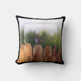 Female House Finch on Wooden Fence Digital Art Kudde