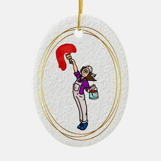 Female House Painter Brown Hair Ornament (Framsidan)