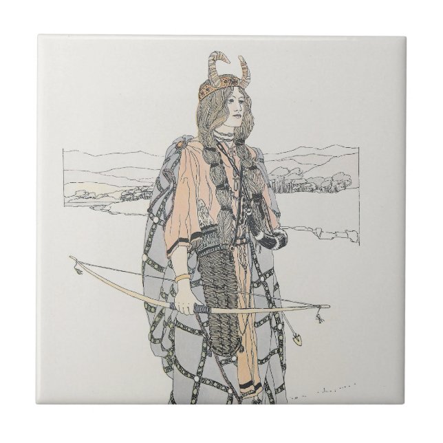 Female Hunter (av Ann Macbeth) Kakelplatta (Framsidan)