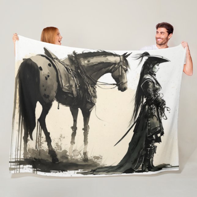 Female japansk soldat med häst fleecefilt (På plats)