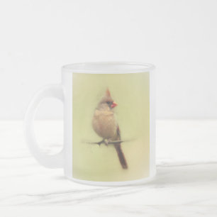 Female kardinal Songbird Frostad Glasmugg