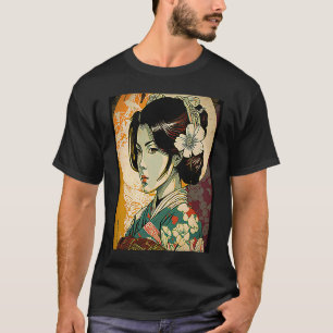 Female Kimono Retro Geisha Vintage Japanska Samura T Shirt