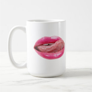 Female läppar kaffemugg