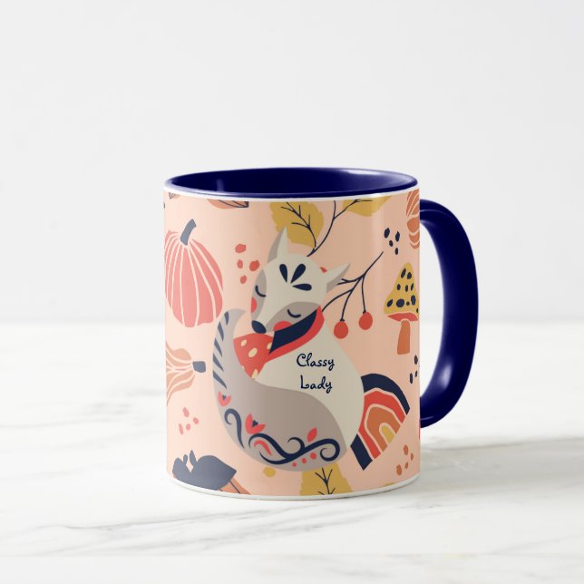 Female lärarskift CLASSY DAM Hygge Fox Mugg (Framsida höger)