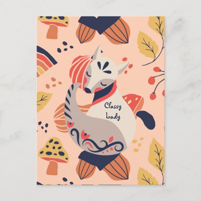 Female lärarskift CLASSY DAM Hygge Fox Vykort (Framsida)