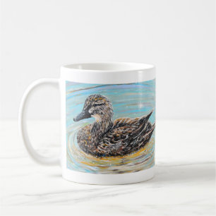 Female Mallard Anka-målning Kaffemugg