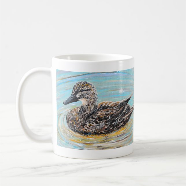 Female Mallard Anka-målning Kaffemugg (Vänster)
