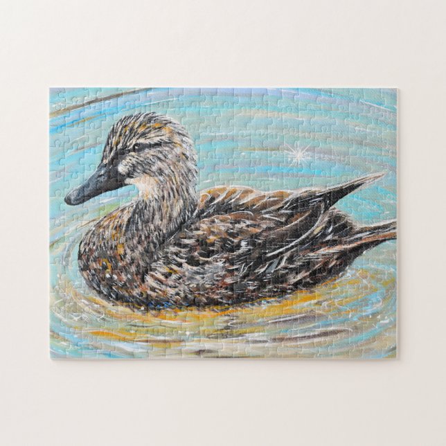 Female Mallard Anka-målning Pussel (Horisontell)