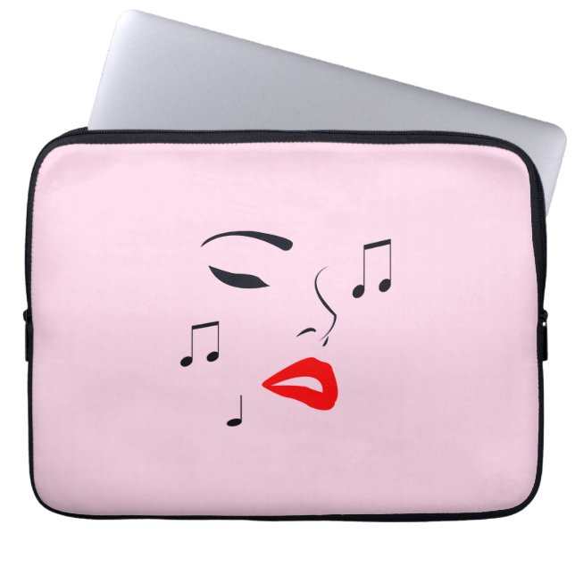 Female Music Ansikte Laptop Fodral (Framsidan)