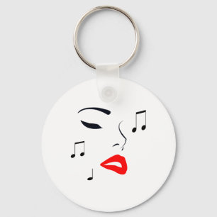 Female Music Ansikte Nyckelring