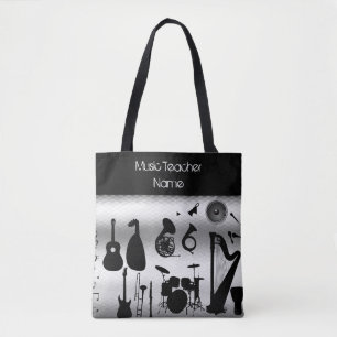 Female Music Teacher Tote Personlig Tygkasse