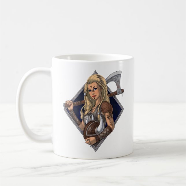 Female Norse Viking Warrior Kaffemugg (Vänster)