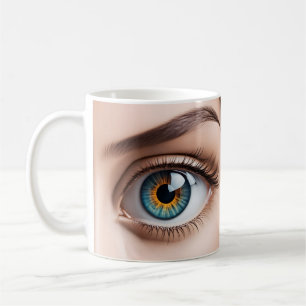 Female öga makro kaffemugg