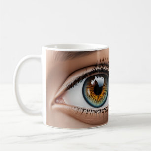 Female öga makro kaffemugg