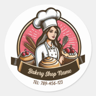 Female Pastry Chef Sticker - Bakery Shop Runt Klistermärke
