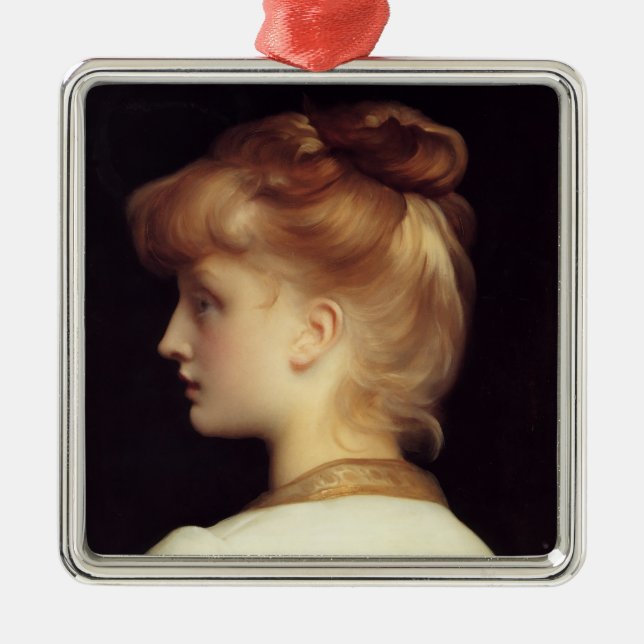 Female Porträtt bakifrån (av Frederic Leighton) Julgransprydnad Metall (Framsidan)
