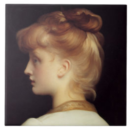 Female Porträtt bakifrån (av Frederic Leighton) Kakelplatta