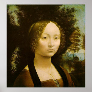 Female Porträtt efter Leonardo Da Vinci Poster