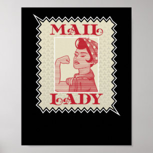 Female postarbetare Dam Frimärke Poster