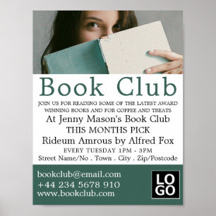 Female Reader, Bok Klubb Reklam Poster