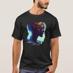 Female Robot Sci Fi Cyborg Unik Futuristiska Digit T Shirt