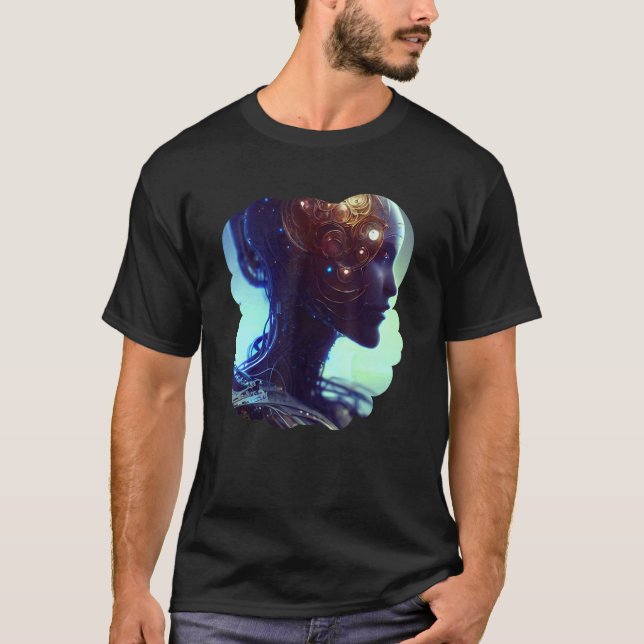Female Robot Sci Fi Cyborg Unique Futuristic Digit T Shirt (Framsida)