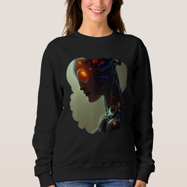 Female Robot Sci Fi Cyborg Unique Futuristic Digit T Shirt (Framsida)
