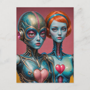 Female Robots Scifi Vykort