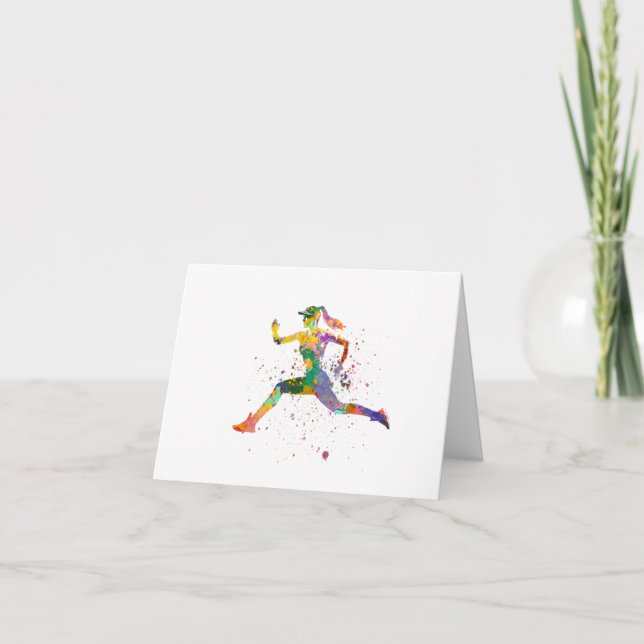 Female runner in watercolor tack kort (Framsida)