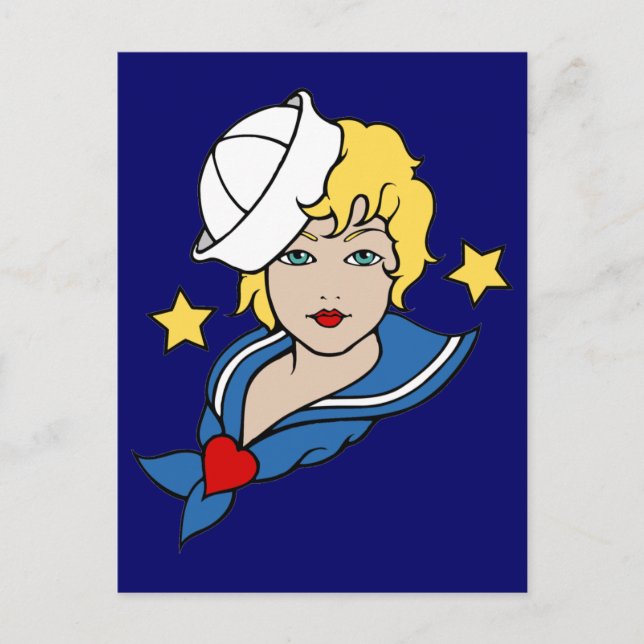 Female Sailor Tattoo Vykort (Framsida)
