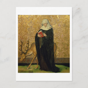 Female Saint med en stämpel (olja på panelen) Vykort