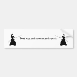 Female Samurai Warrior med Sword Bildekal