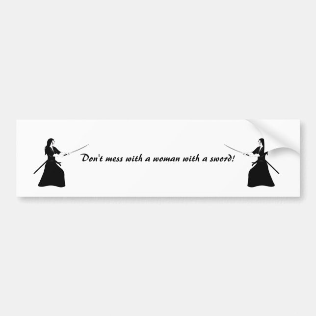 Female Samurai Warrior med Sword Bildekal (Framsidan)